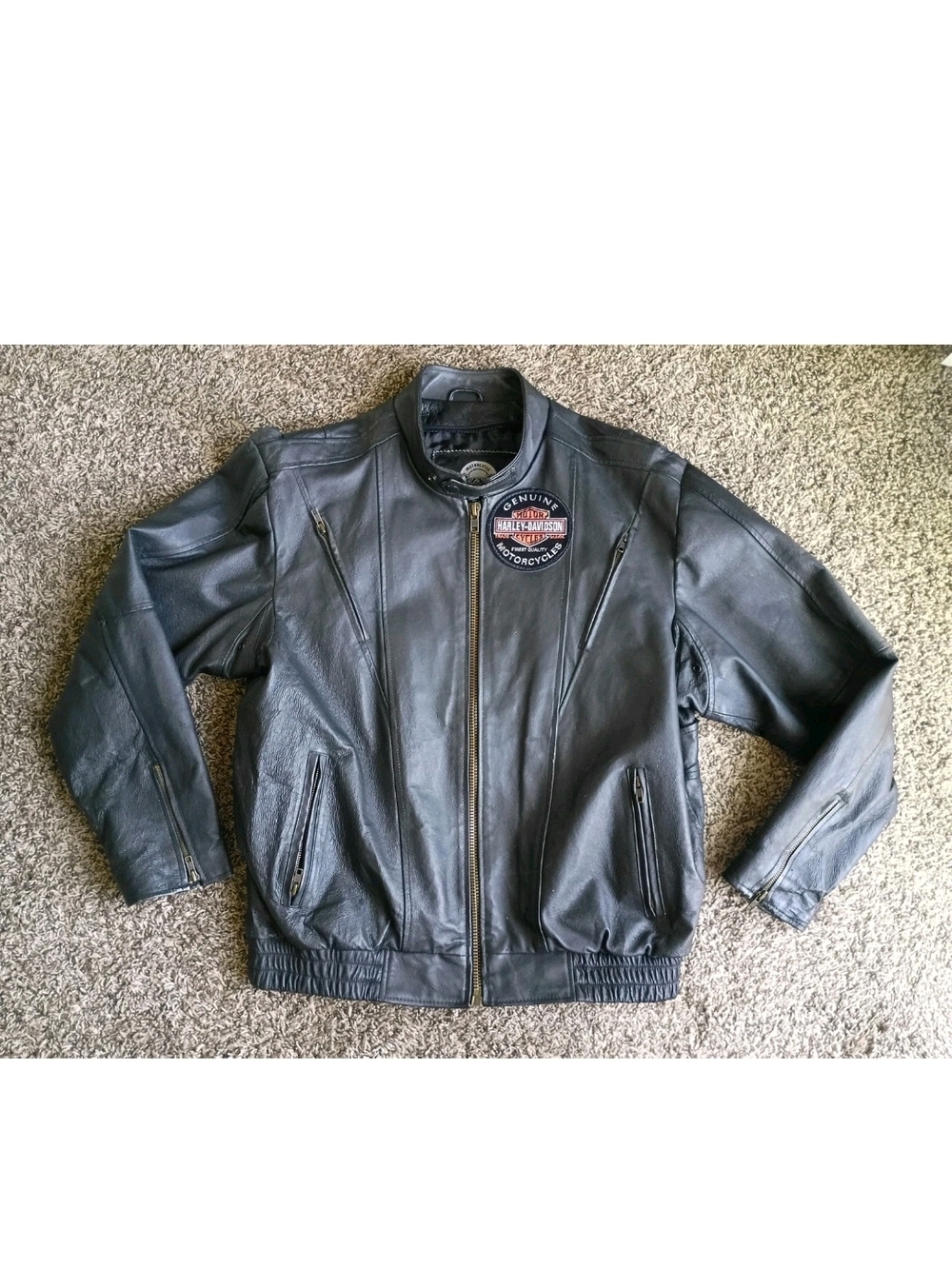 Riders Club of America Leather Motorcycle Jacket Black Genuine Leather XL Harley